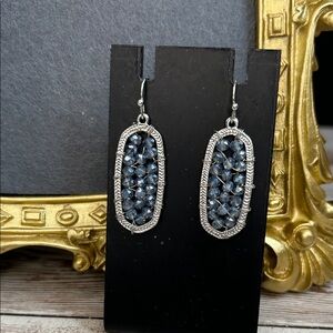 Elegant Silver and Blue Crystal Beaded Earrings